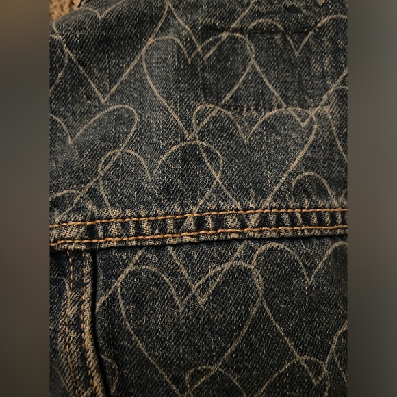 girls denim jacket 3T toddler Old Navy Kids Heart Patterned Blue Jean Jacket - Picture 14 of 16